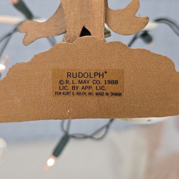 1988 Kurt Adler Rudolph The Red Nosed Reindeer Vintage Wood Ornament - Picture 6 of 7